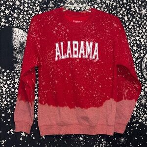 ALABAMA Red Bleach-Splatter Crewneck Sweatshirt